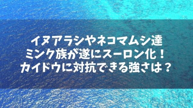 イヌアラシやネコマムシ達ミンク族が遂にスーロン化 妥当カイドウに対抗できる強さは Manga Life Hack